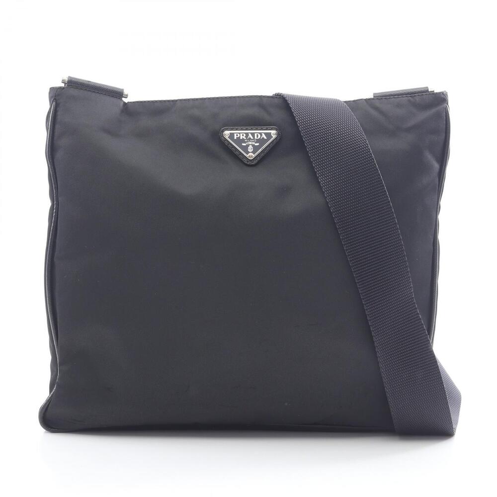 Prada Tessuto messenger bag iconic enameled triangle logo Black